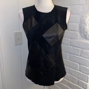 EUC Derek Lam Black Patchwork Leather Top